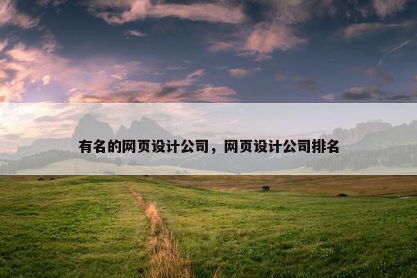 有名的网页设计公司，网页设计公司排名