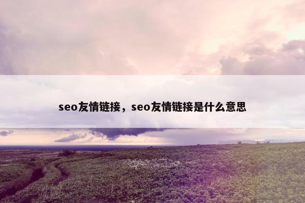 seo友情链接，seo友情链接是什么意思