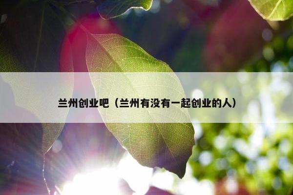 兰州创业吧（兰州有没有一起创业的人）