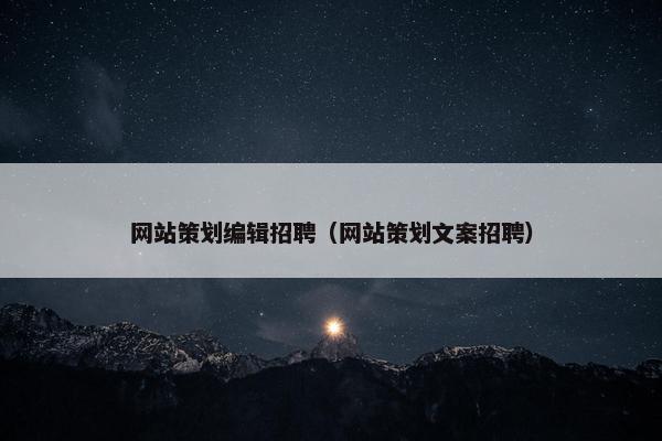 网站策划编辑招聘（网站策划文案招聘）