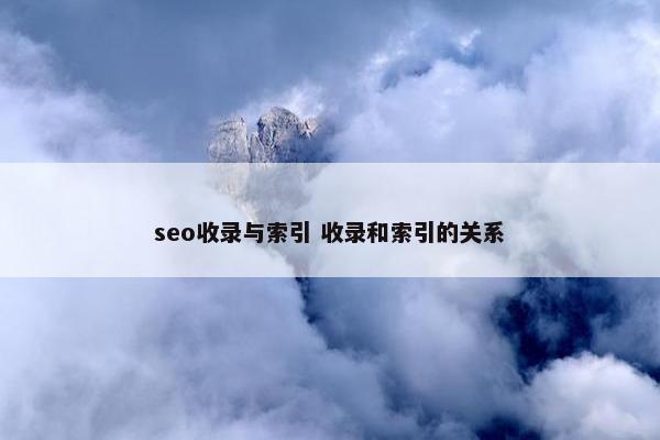 seo收录与索引 收录和索引的关系