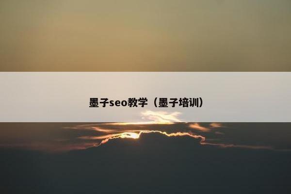 墨子seo教学（墨子培训）