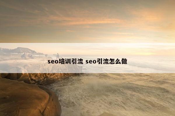 seo培训引流 seo引流怎么做