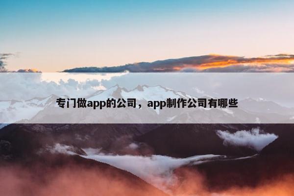 专门做app的公司，app制作公司有哪些