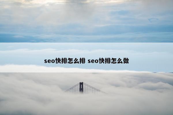 seo快排怎么排 seo快排怎么做