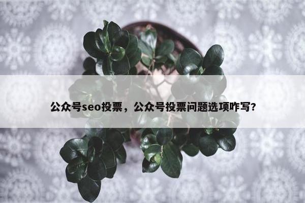 公众号seo投票，公众号投票问题选项咋写?