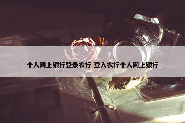 个人网上银行登录农行 登入农行个人网上银行