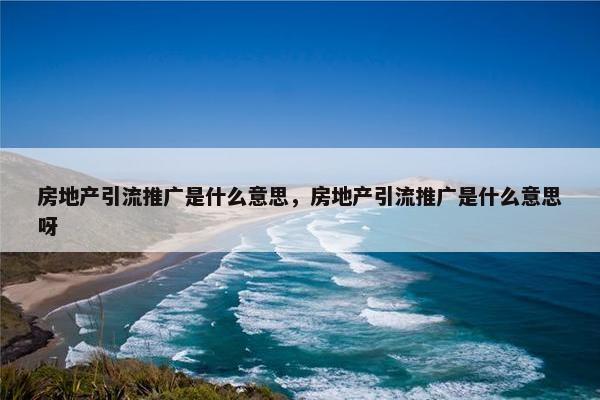 房地产引流推广是什么意思，房地产引流推广是什么意思呀