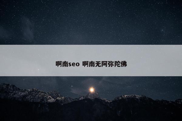 啊南seo 啊南无阿弥陀佛