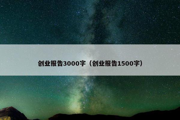 创业报告3000字（创业报告1500字）