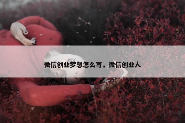 微信创业梦想怎么写，微信创业人