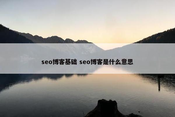 seo博客基础 seo博客是什么意思