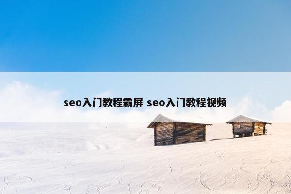 seo入门教程霸屏 seo入门教程视屏