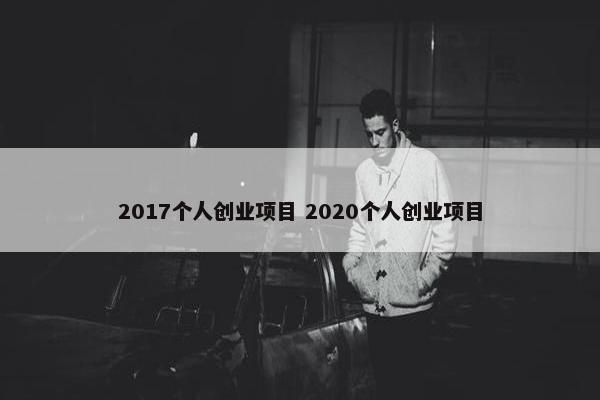 2017个人创业项目 2020个人创业项目