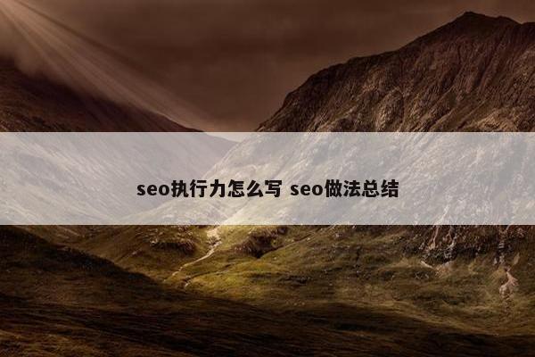 seo执行力怎么写 seo做法总结