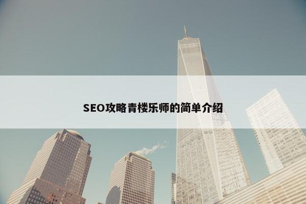 SEO攻略青楼乐师的简单介绍