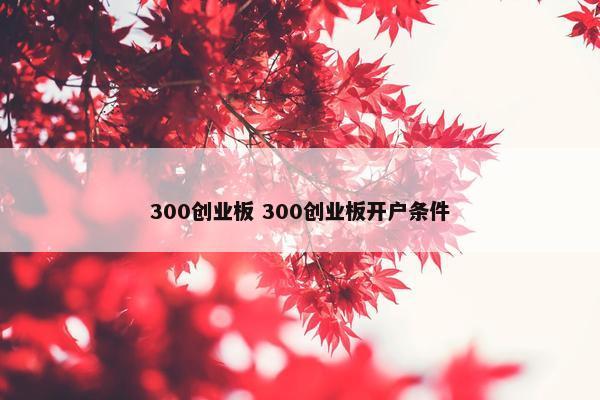 300创业板 300创业板开户条件