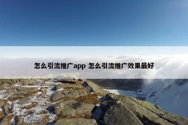 怎么引流推广app 怎么引流推广效果最好