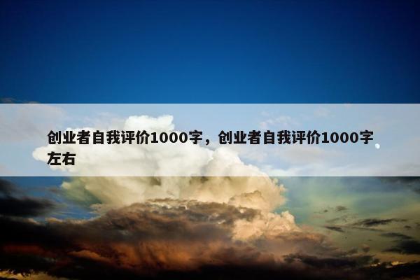 创业者自我评价1000字，创业者自我评价1000字左右