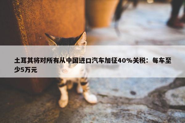 土耳其将对所有从中国进口汽车加征40%关税：每车至少5万元