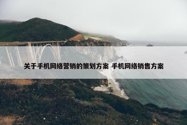 关于手机网络营销的策划方案 手机网络销售方案