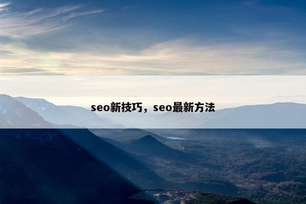 seo新技巧，seo最新方法