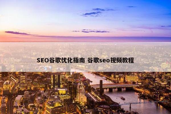 SEO谷歌优化指南 谷歌seo视屏教程