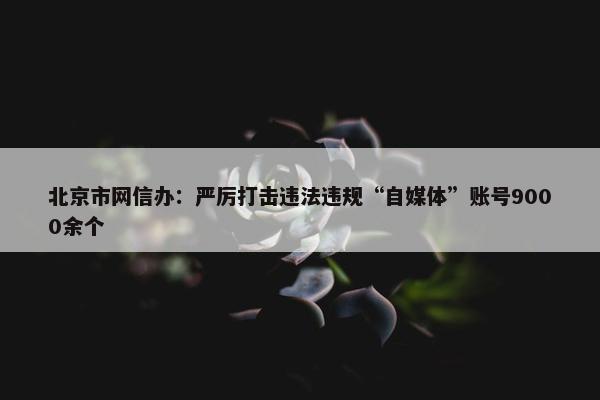 北京市网信办：严厉打击违法wei归“自媒体”账号9000余个