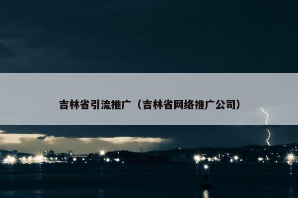 吉林省引流推广（吉林省网络推广公司）