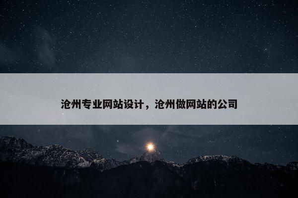 沧州专业网站设计，沧州做网站的公司