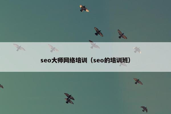 seo大师网络培训（seo的培训班）