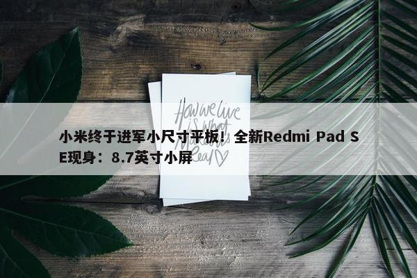 小米终于进军小尺寸平板！全新Redmi Pad SE现身：8.7英寸小屏