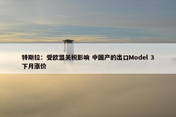 特斯拉：受欧盟关税影响 中国产的出口Model 3下月涨价