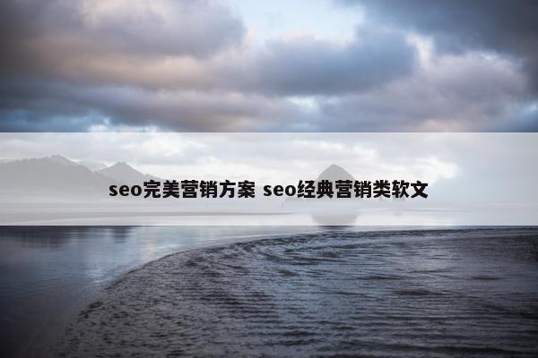 seo完美营销方案 seo经典营销类软文