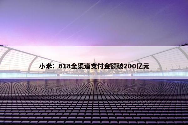 小米：618全渠道支付金额破200亿元