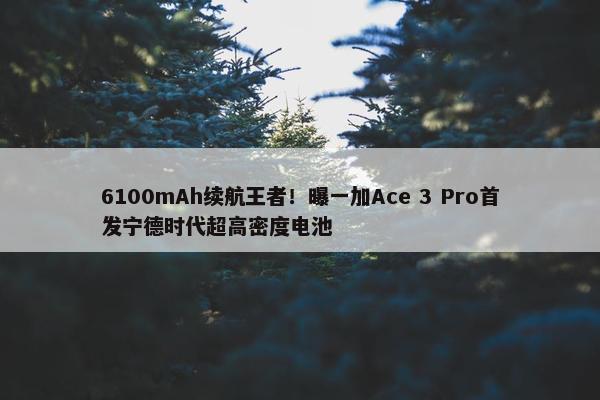 6100mAh续航王者！曝一加Ace 3 Pro首发宁德时代超高密度电池