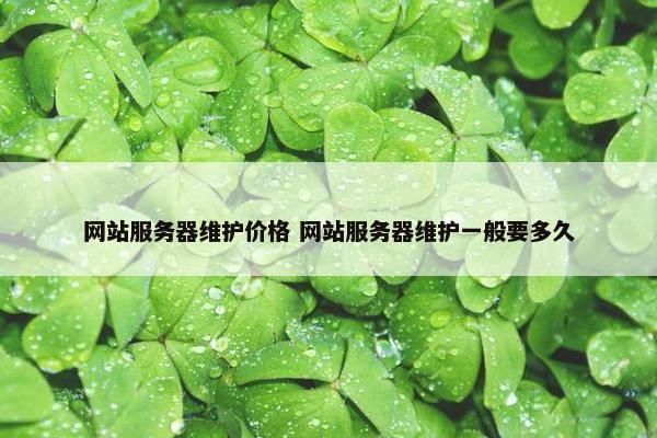 网站服务器维护价格 网站服务器维护一般要多久