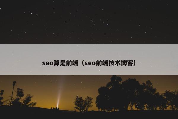 seo算是前端（seo前端技术博客）