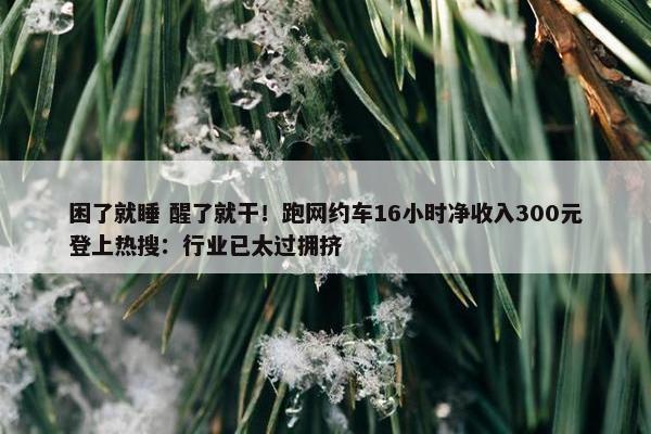 困了就睡 醒了就干！跑网约车16小时净收入300元登上热搜：行业已太过拥挤