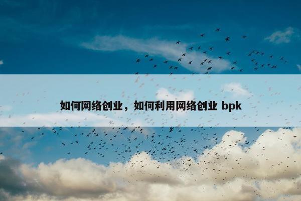 如何网络创业，如何利用网络创业 bpk