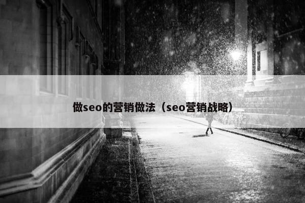 做seo的营销做法（seo营销战略）