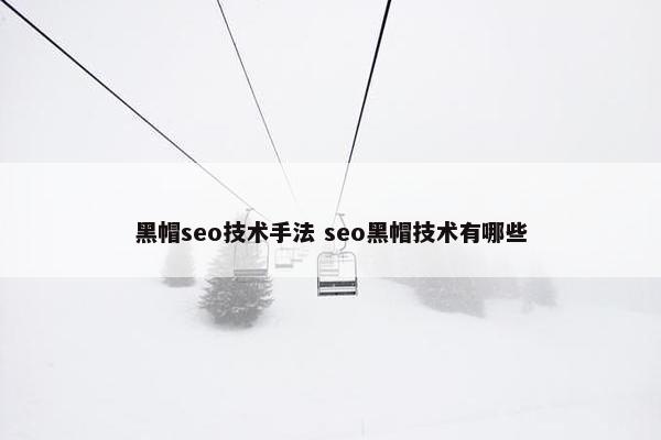 黑帽seo技术手法 seo黑帽技术有哪些