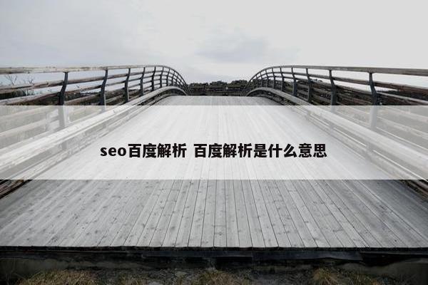 seo百度解析 百度解析是什么意思