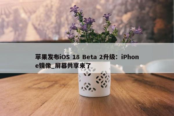 苹果发布iOS 18 Beta 2升级：iPhone镜像_屏幕共享来了