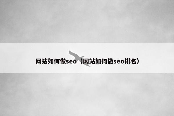 网站如何做seo（网站如何做seo排名）