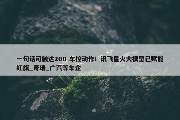 一句话可触达200 车控动作！讯飞星火大模型已赋能红旗_奇瑞_广汽等车企