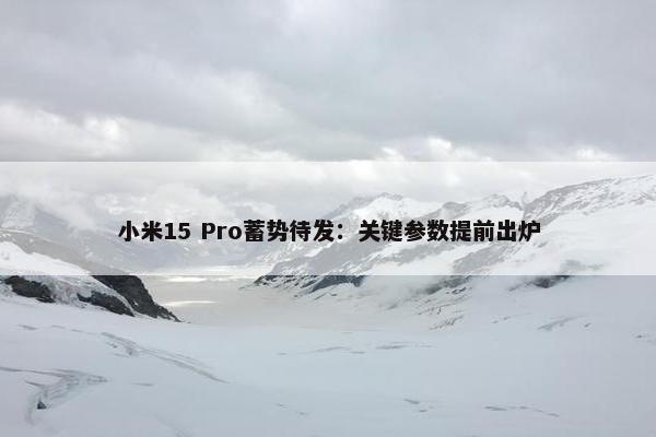 小米15 Pro蓄势待发：关键参数提前出炉