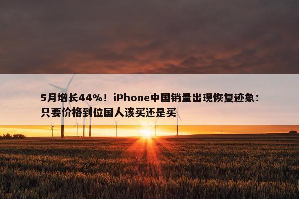 5月增长44%！iPhone中国销量出现恢复迹象：只要价格到位国人该买还是买