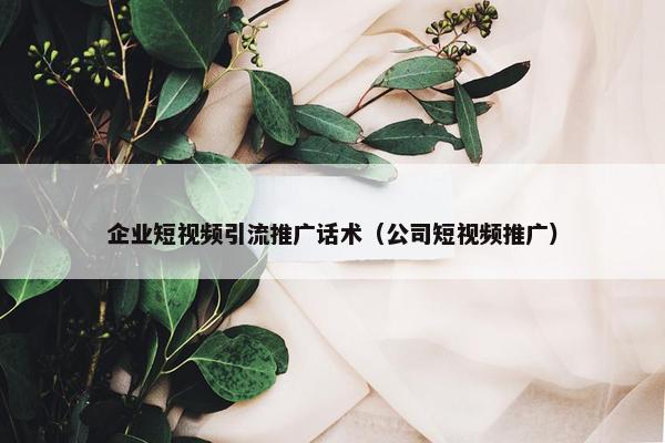 企业短视屏引流推广话术（公司短视屏推广）