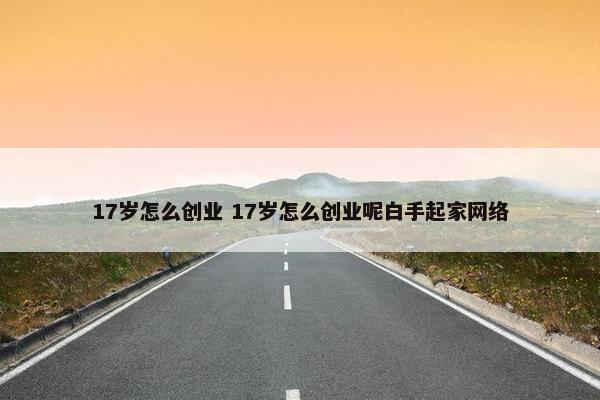 17岁怎么创业 17岁怎么创业呢白手起家网络